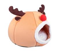 VERDANVERSE Casa para Gatos Grande en Forma de Reno Cama para Mascotas Semicerrada de Felpa Cálida Nido Navideño para Perros y Gatos Pequeños Tienda Tipo Cueva Acogedora para Invierno