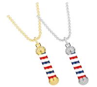 VERDANVERSE Collar Colgante Giratorio Peluquería, Collar para Mujer y Hombres, Acero Inoxidable, Luz Decorativa, Accesorio Moda para Fiestas y Reuniones, Pack 2 Piezas Dorado y Plateado