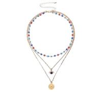 VERDANVERSE Collar De Mal De Ojo Multicapa Para Mujer Dorado, Aleación Resistente, Cadena De Clavícula Elegante, Joyería Para Fiestas y Uso Diario, Diseño Moderno y Versátil