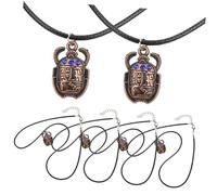 VERDANVERSE Collar Retro Egipcio Colgante de Escarabajo, Aleación Duradera, Color Azul Real, Mujer, Joyería Egipcia para Fiestas y Regalos, Juego de 6 Piezas