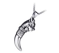 VERDANVERSE Collar Vikingo de Hombre Colgante de Diente de Animal Salvaje Vintage, Cadena de Acero Inoxidable de 60 Cm, Joyería Genial para Uso Diario y Estilo Urbano
