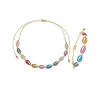 VERDANVERSE Conjunto De Collares y Pulseras De Conchas Marinas Bohemias, Aleación Pintada a Mano, Ajustable, Joyas Para Chicas Adolescentes y Playa, Estilo Colorido y Cómodo, Tamaño Único