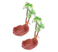 VERDANVERSE Cuencos para Reptiles Resistentes de Resina Natural, 2 Piezas, Diseño Vívido en Forma de Árbol Tropical, para Agua y Comida en Terrarios, Aptos para Tortugas, Lagartos