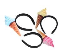 VERDANVERSE Diadema de Helado 3 Piezas para Mujer y Niña Diadema de Cono Colorida Amarillo Rosa y Azul Ligera y Cómoda para Lavado Facial Spa Maquillaje y Cuidado Piel