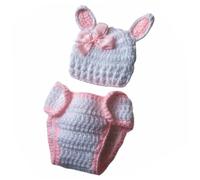 VERDANVERSE Disfraz de Ñiño Recién Nacido Tejido a Crochet, Conjunto Unisex para Fotografía de Pascua, Accesorio Diseño de Conejo y Lazo Aleatorio, Adecuado para Sesiones Fotográficas y Baby
