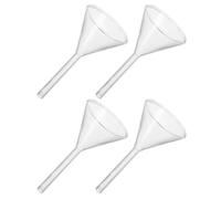 VERDANVERSE Embudo de Vidrio Transparente 40mm 4 Piezas para Aceite de Lámpara, Embudo de Boca Ancha y Tallo Corto Dosificador, Uso Doméstico y Laboratorio, Recarga Precisa y Control