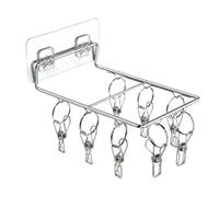 VERDANVERSE Estante para Calcetines sin Marcas 8 Clips Antideslizantes and Cinta Adhesiva 2 Piezas de Acero Inoxidable para Secado en Pared
