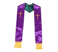 VERDANVERSE Estola Reversible de Terciopelo Bordada con Cruz y Borlas para Bodas, Capa del Coro Iglesia Unisex, Accesorio Litúrgico para Oficiantes y Sacerdotes, Diseño Doble Faz Elegante