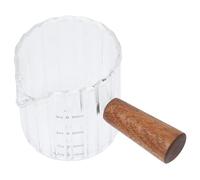 VERDANVERSE Jarra Medidora de Vidrio con Mango de Madera Resistente al Calor Jarra Pequeña para Espresso Leche y Crema para Hogar Cafeterías y Repostería