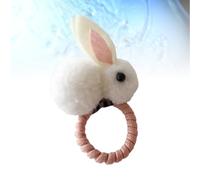VERDANVERSE Lazo Elástico Cabello Diseño de Conejo para Niñas y Bebés, Accesorios de Tela Blanco para Uso Diario y Mantener el Cabello en Su Lugar
