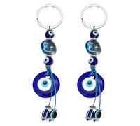 VERDANVERSE Llavero Vintage Ojo Turco Azul 2 Piezas, Colgante de Aleación de Zinc para Llaves de Coche y Bolso, Amuleto Protector y Decorativo para Uso Diario