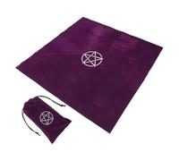 VERDANVERSE Mantel de Altar para Cartas de Tarot 60x60 Cm y Bolsa de Terciopelo Púrpura 11.5x18 Cm con Pentagrama, Tela de Terciopelo para Protección y Almacenamiento, Accesorios para Lectura