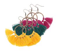 VERDANVERSE Pendientes Bohemios Borla y Colgantes Estilo Étnico, Ligeros, De Gancho, Para Mujer y Adolescentes, Perfectos Para Fiestas y Uso Diario, Juego De 3 Pares En Diseño Llamativo y Folclórico