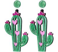 VERDANVERSE Pendientes Colgantes Hechos de Acrílico para Mujer de Cactus y Flores Estilo Moda Ideales para Ocasiones Obsequios y Vida Diaria