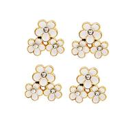 VERDANVERSE Pendientes de Botón de Flor Blanca Pequeña 2 Pares Aleación de Zinc Colgantes para Mujer y Niña Joyas Delicadas para Uso Diario y Obsequio