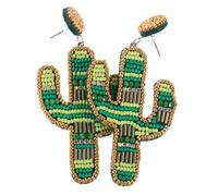 VERDANVERSE Pendientes de Cactus con Cuentas Verdes Artesanales y Ligeros Estilo Bohemio para Mujer Joyería Única para Oficina Viajes y Ocasiones Especiales