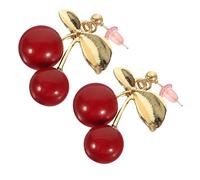 VERDANVERSE Pendientes de Cereza con Diseño de Lazo Plata Aretes Colgantes con Adornos de Cereza para Mujer Joyería Ligera y Elegante para Fiesta y Uso Diario