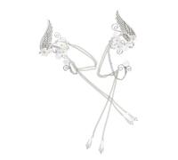 VERDANVERSE Pendientes Ear Cuff sin Perforaciones Flores y Borlas de Perlas, Manguito de Oreja para Mujer, Accesorios de Cosplay y Fiesta, Diseño Manual, Color Claro, Juego