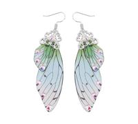 VERDANVERSE Pendientes Largos para Mujer Diseño de Alas de Cigarra de Plástico, Creativos y Fáciles de Llevar, Ideales para Fiestas y Uso Diario