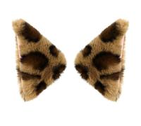 VERDANVERSE Pinzas Cabello Orejas de Gato de Peluche Tamaño Medio Estampado Leopardo Rosa para Niñas Fiesta Halloween Cosplay Accesorios Festivos Estilo Aleatorio