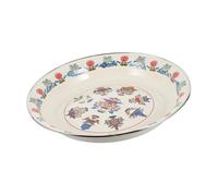 VERDANVERSE Plato de Esmalte Retro Blanco de 30 Cm Diseño Floral, Bandeja para Picnic y Bar, Fácil de Usar Acabado Fino y Estilo Vintage Chino