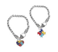 VERDANVERSE Pulsera Autismo de Rompecabezas en Aleación de Zinc, 2 Piezas, Diseño Chic y Portátil para Concienciación Autismo y Obsequio