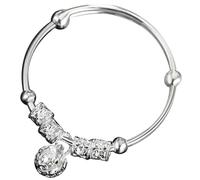 VERDANVERSE Pulsera de Campanas Vintage para Niña, Brazalete de Aleación Plateada, Joyería Infantil, Obsequio para Bebés, Diseño Clásico, Color Plateado,