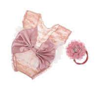 VERDANVERSE Ropa para Recién Nacido Niña con Body de Encaje y Diadema Conjunto Suave y Cómodo para Sesión de Fotos de Niña para Fotos de Cumpleaños y Álbum Familiar