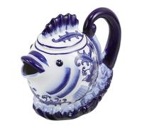 VERDANVERSE Tetera de Cerámica Azul y Blanca Estilo Chino Forma de Carpa Tetera Decorativa para Salón 800 Ml Adecuado para Zumo y Agua Fría en Hogar y Fiesta del Té
