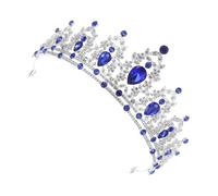 VERDANVERSE Tiara Barroca para Novia y Fiesta, Diadema Azul Plata Brillo de Gemas de Imitación, Accesorio para Boda, Graduación y Eventos Obsequios, Disfraz de Princesa Prometida