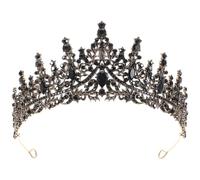 VERDANVERSE Tiara Nupcial Barroca Negra Gemas de Imitación Diadema de Novia Vintage para Bodas y Cumpleaños Accesorio Cabello Elegante y Resistente