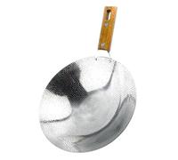 VERDANVERSE Wok de Acero Inoxidable Resistente al Desgaste con Mango de Madera Antiquemaduras Sartén Multifunción para Freír y Cocinar Carga Pesada Fácil Limpieza