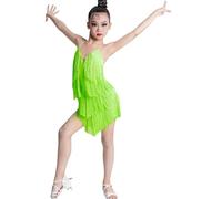 Verde,120, Vestido de Baile Latino con borlas para niñas, Falda de Baile de salón para niños Salsa Tango competición de Baile Disfraz de Fiesta
