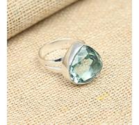 (verde -5.5) Anillo de diseño bonito hecho a mano en plata de ley 925 con piedra preciosa de amatista
