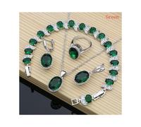 (Verde 6) Conjuntos de joyas de plata 925 natural con dijes de piedra natal roja para mujer: aretes, colgantes,