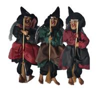 (VERDE) Adorno de bruja de Halloween Muñeca de bruja Accesorios horribles de Halloween Espectáculo nocturno