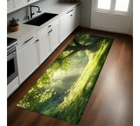 Verde Alfombra 40 x 120 cm Árboles forestales Antideslizante Lavable en Lavadora, Tapis Moderno de Pelo Corto para Cocina, Comedor y Habitación