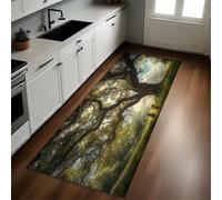 Verde Alfombra de Cocina 50 x 80 cm Árboles Antiguos del Bosque de los Ángeles Antideslizante y Lavable, Camino Multiusos Resistente al Desgaste, Antimanchas, Ideal para Bajo Fregadero y Fogones