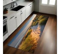 Verde Alfombra de Cocina 50 x 80 cm Huellas de la Costa Antideslizante y Lavable, Camino Multiusos Resistente al Desgaste, Antimanchas, Ideal para Bajo Fregadero y Fogones