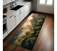 Verde Alfombra de Cocina 50 x 80 cm Sol del Bosque Antideslizante y Lavable, Camino Multiusos Resistente al Desgaste, Antimanchas, Ideal para Bajo Fregadero y Fogones
