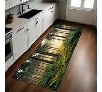 Verde Alfombra de Cocina 60 x 180 cm Sol del Bosque Antideslizante y Lavable, Camino Multiusos Resistente al Desgaste, Antimanchas, Ideal para Bajo Fregadero y Fogones