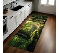 Verde Alfombra de Cocina Arroyo de árboles forestales 50 x 80 cm Antideslizante y Lavable, Tapetes para Cocina, Pasillo, Comedor y Entrada