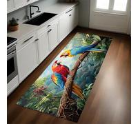 Verde Alfombra de Cocina Loro de la Selva Tropical 50 x 80 cm Antideslizante y Lavable, Tapetes para Cocina, Pasillo, Comedor y Entrada