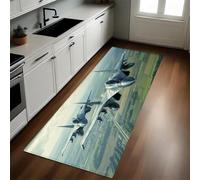 Verde Alfombras Antideslizantes y Felpudos de Cocina Aviones de Combate en Campos Rurales 50 x 80 cm Antifatiga Duraderas y Lavables para Cocina y Comedor