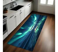 Verde Alfombras de Cocina Montañas de la Aurora Boreal 40 x 120 cm Antideslizantes, Alfombras Modernas Lavables para Pasillo, Comedor y Entrada