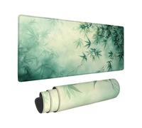 Verde Alfombrilla Ratón Hojas de Bambú Alfombrilla Gaming XXL (700 x 300 x 3 mm), Impermeable Mouse Pad con Bordes Cosidos, Tapete Escritorio con Base de Goma Antideslizante para Gaming, PC -zzg250591
