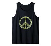 Verde Amarillo Negro Leopardo Impresión Signo de Paz Camiseta sin Mangas