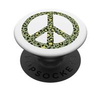 Verde Amarillo Negro Leopardo Impresión Signo de Paz PopSockets PopGrip Adhesivo