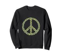 Verde Amarillo Negro Leopardo Impresión Signo de Paz Sudadera