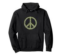 Verde Amarillo Negro Leopardo Impresión Signo de Paz Sudadera con Capucha